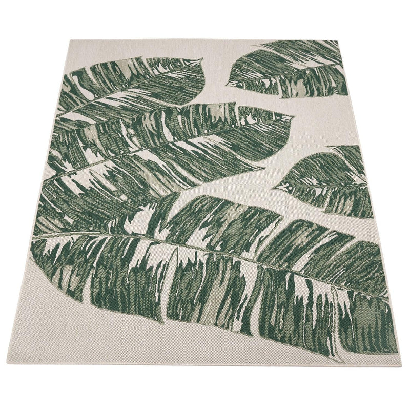 In- & Outdoor Rug Ostende Jungle Leaves - Cream Green