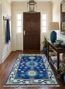 In Stock Khotan Design Blue And Beige Hand Knotted 4x6 Wool Rug by The Rug Decor