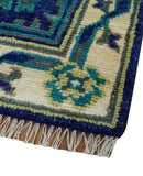 In Stock Khotan Design Blue And Beige Hand Knotted 4x6 Wool Rug by The Rug Decor