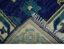In Stock Khotan Design Blue And Beige Hand Knotted 4x6 Wool Rug by The Rug Decor