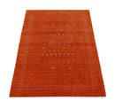 Orange Contemporary Hand-Loomed Wool Area Rug With Center Pattern Design by The Rug Decor