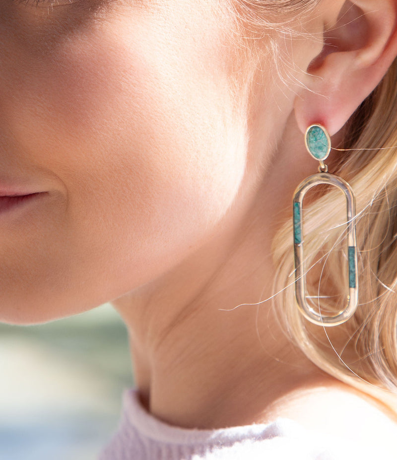 In the Loop Blue Chrysocolla Golden Earrings