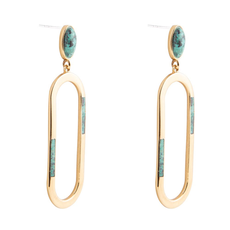 In the Loop Blue Chrysocolla Golden Earrings