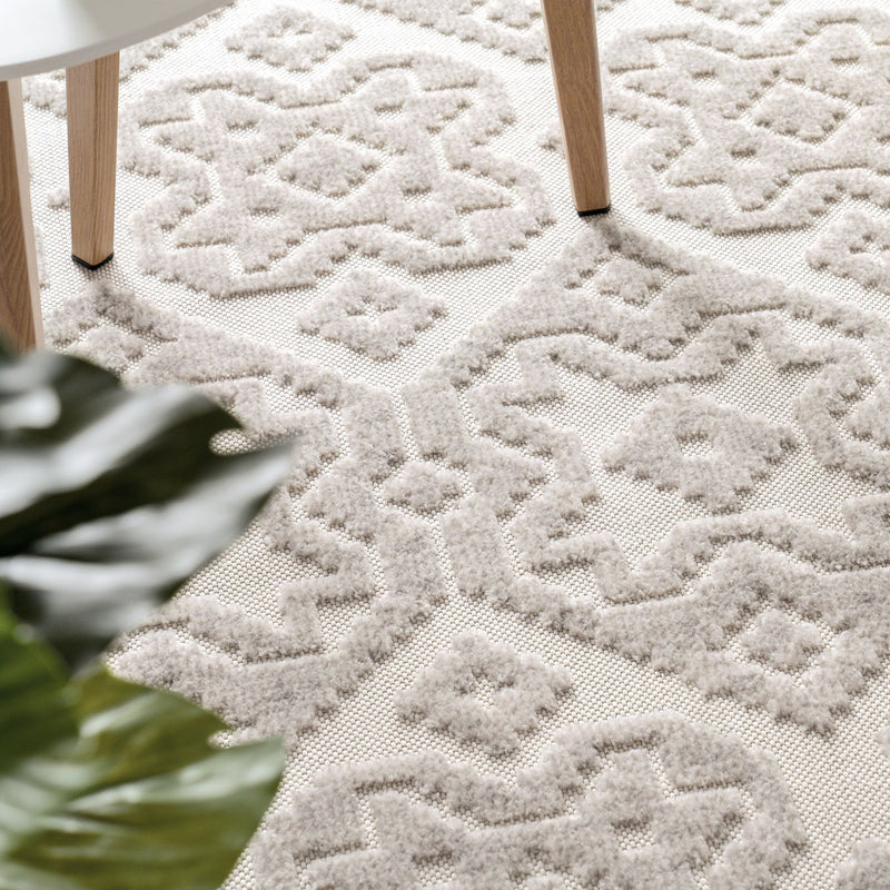 In- & Outdoor Rug Marrakesh High/Low Effect Trellis in Cream