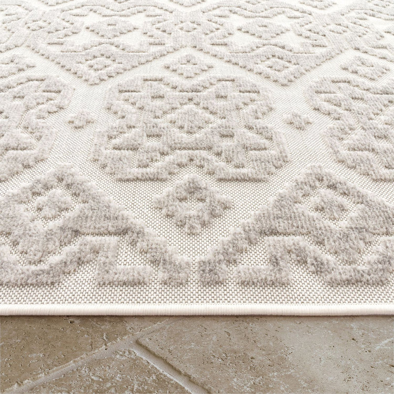 In- & Outdoor Rug Marrakesh High/Low Effect Trellis in Cream
