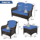 5 Pieces Patio Rattan Sofa Set with Cushion and Ottoman by LJGDeals