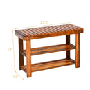 Freestanding Wood Bench with 3-Tier Storage Shelves by LJGDeals