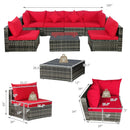 7 Pieces Patio Rattan Furniture Set Sectional Sofa Garden Cushion by LJGDeals