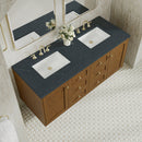 James Martin Laurent 60" Dual Mount Double Bathroom Vanity, Honey Oak