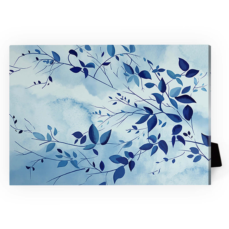 Indigo Leaves Desktop Canvas