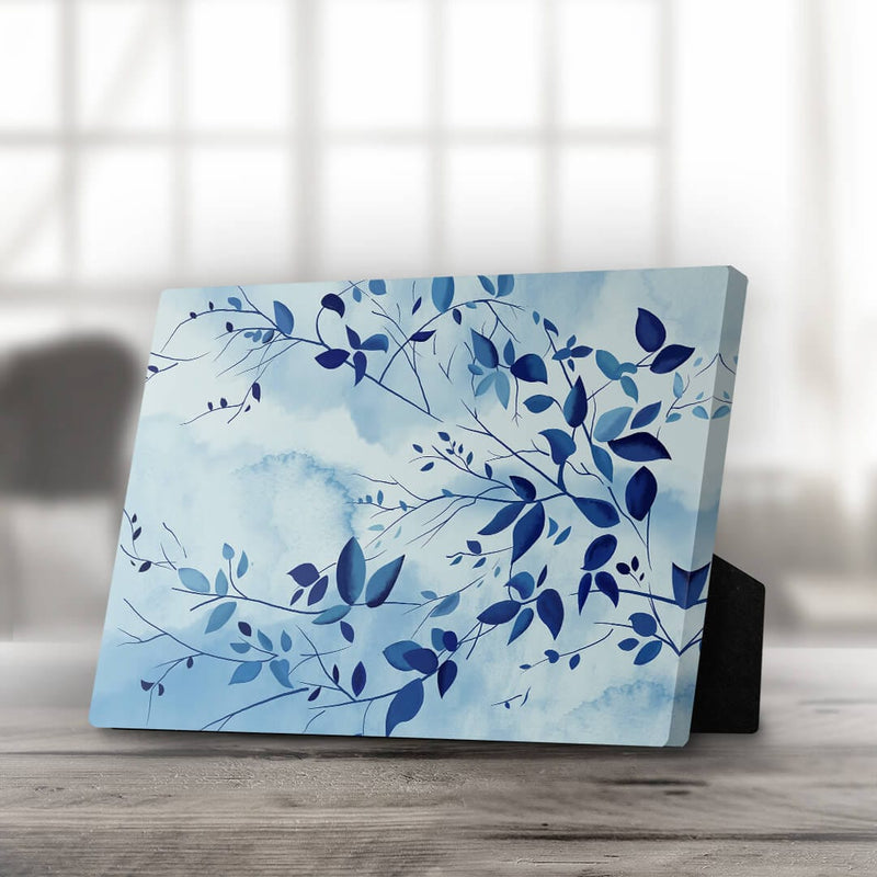 Indigo Leaves Desktop Canvas