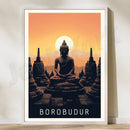 Indonesian travel framed rice field illustration set living room art by Decorbites
