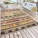 Indoor & Outdoor Rug Ethnic Cream Red Yellow