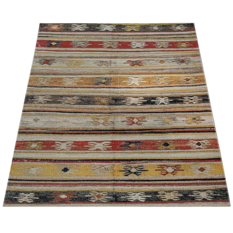 Indoor & Outdoor Rug Ethnic Cream Red Yellow