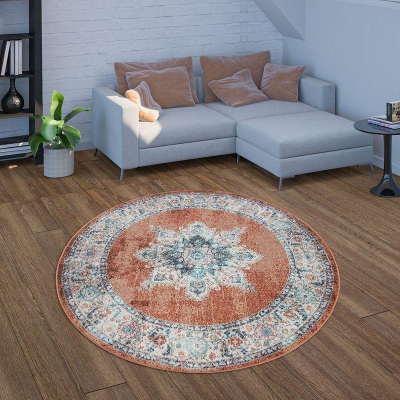 Indoor & Outdoor Rug For Patio, Oriental Pattern In Red