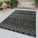 Outdoor Rug Illusion Modern Ethnic Pattern - Black Grey
