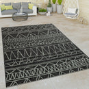 Outdoor Rug Illusion Modern Ethnic Pattern - Black Grey