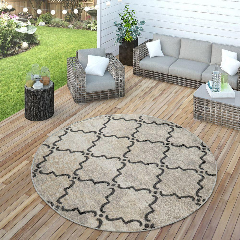 Indoor & Outdoor Rug Moroccan Pattern Grey