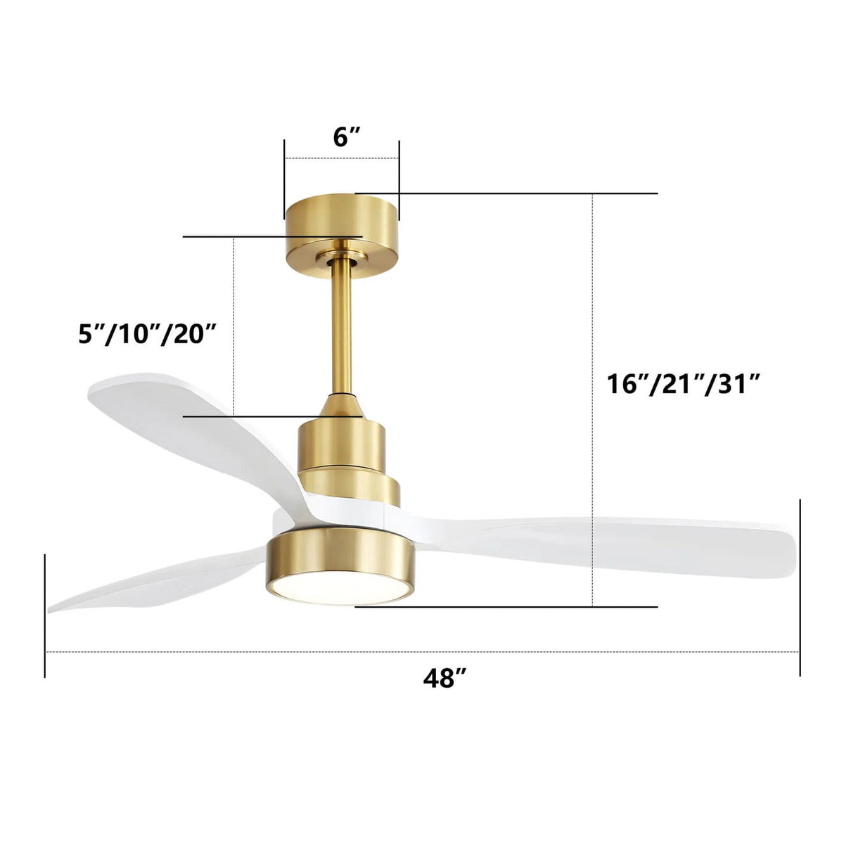 Indoor Ceiling Fan with Dimmable LED Light, 6-Speed Remote, Reversible Blades, photo 6 of 12
