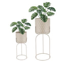 Set Of 2-18"&21.5"H Flower Pot Stand(Gray, barrel pressed) by JHY DESIGN