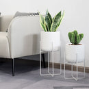 Set of 2 Planters With Stand 17&12 (Bright White)