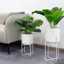 Set of 2 Planters With Stand 17&12 (Bright White)