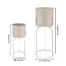 Set Of 2-18"&21.5"H Flower Pot Stand(Gray, barrel pressed) by JHY DESIGN