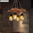 GobekUsa Industrial 4-Light White Fabric/Clear Glass Island Chandelier - Warehouse Pendant with Metal Arm