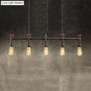 GobekUsa Industrial 5-Head Iron Bare Bulb Island Lighting: Adjustable Ceiling Light Fixture for Dining Room with Pipe and Valve