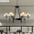 GobekUsa Industrial 6-Light Clear Glass Globe Chandelier with Clock Detail - Modern Pendant Light for Living Room