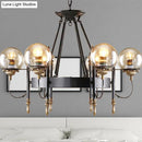 GobekUsa Industrial 6-Light Clear Glass Globe Chandelier with Clock Detail - Modern Pendant Light for Living Room
