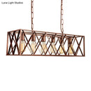 GobekUsa Industrial 6-Light Metal Cross Pendant Light with Weathered Copper Finish for Dining Rooms