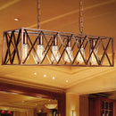 GobekUsa Industrial 6-Light Metal Cross Pendant Light with Weathered Copper Finish for Dining Rooms