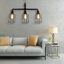 GobekUsa Hanging Rustic Wire Guard Pendant Light - 2/3 Lights, Wrought Iron, Aged Silver/Black