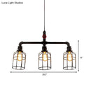 GobekUsa Hanging Rustic Wire Guard Pendant Light - 2/3 Lights, Wrought Iron, Aged Silver/Black