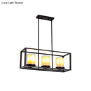 GobekUsa Industrial Amber Cylinder Island Light Fixture - Clear Glass & Marble - Kitchen Hanging Lamp (3/5/6-Bulb) - Rectangle Frame