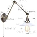 GobekUsa Industrial Adjustable LED Wall Sconce with Clear Glass Shade