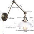GobekUsa Industrial Adjustable LED Wall Sconce with Clear Glass Shade