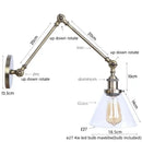 GobekUsa Industrial Adjustable LED Wall Sconce with Clear Glass Shade