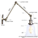 GobekUsa Industrial Adjustable LED Wall Sconce with Clear Glass Shade