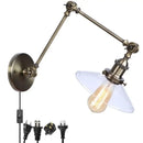 GobekUsa Industrial Adjustable LED Wall Sconce with Clear Glass Shade