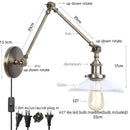 GobekUsa Industrial Adjustable LED Wall Sconce with Clear Glass Shade