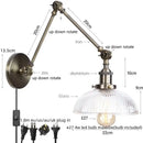 GobekUsa Industrial Adjustable LED Wall Sconce with Clear Glass Shade