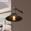 GobekUsa Farmhouse Style Antique Brass Wall Sconce with Metallic Cone & Pipe - 1 Head Dining Room Lighting