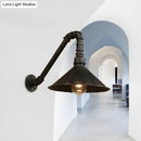 GobekUsa Farmhouse Style Antique Brass Wall Sconce with Metallic Cone & Pipe - 1 Head Dining Room Lighting