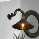 GobekUsa Farmhouse Style Antique Brass Wall Sconce with Metallic Cone & Pipe - 1 Head Dining Room Lighting