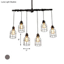 GobekUsa Antique Style Bronze Iron Pendant Light with 6/10 Bulb Cage, Water Pipe Design - Ideal Island Lighting for Dining Room