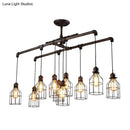 GobekUsa Antique Style Bronze Iron Pendant Light with 6/10 Bulb Cage, Water Pipe Design - Ideal Island Lighting for Dining Room