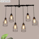 GobekUsa Antique Style Bronze Iron Pendant Light with 6/10 Bulb Cage, Water Pipe Design - Ideal Island Lighting for Dining Room