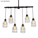 GobekUsa Antique Style Bronze Iron Pendant Light with 6/10 Bulb Cage, Water Pipe Design - Ideal Island Lighting for Dining Room